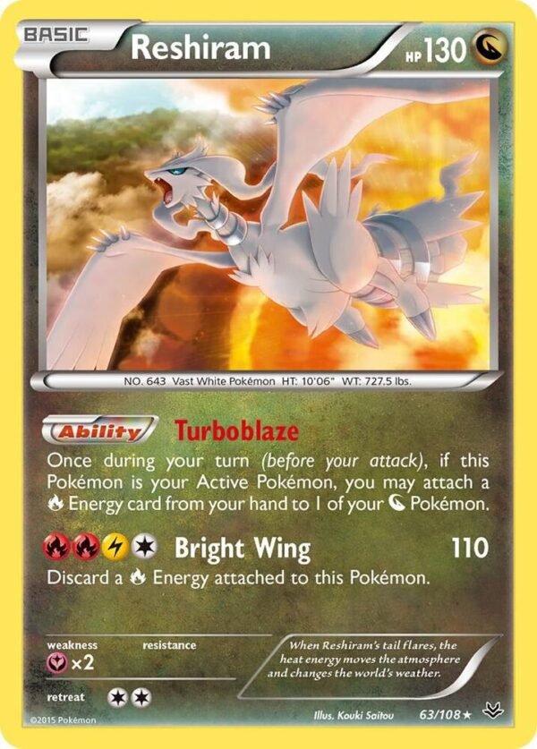 Reshiram 63/108 Reverse Holofoil XY – Roaring Skies
