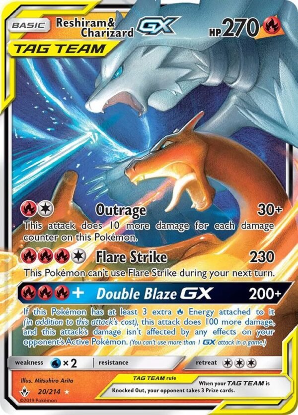 Reshiram & Charizard GX 20/214 Holofoil SM – Unbroken Bonds Reshiram & Charizard GX 20/214 Holofoil SM – Unbroken Bonds