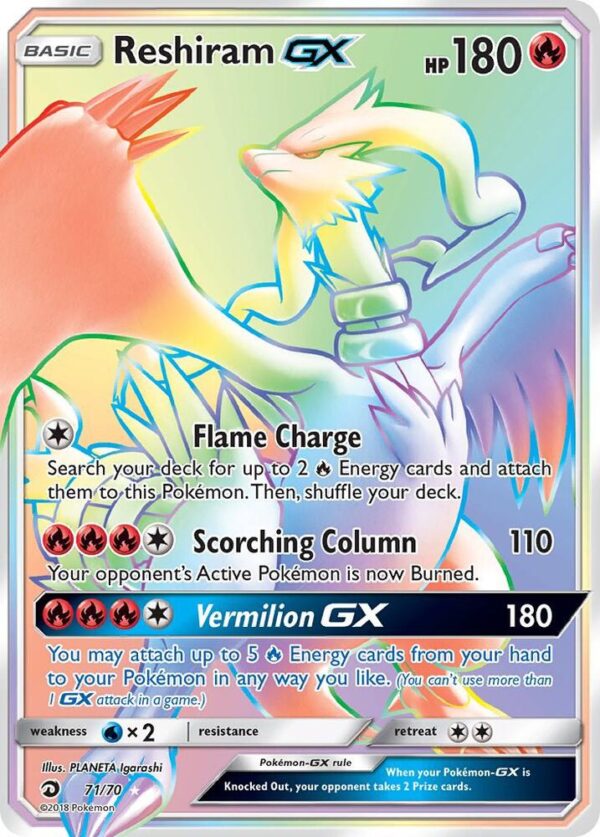 Reshiram GX (Secret) 71/70 Holofoil Dragon Majesty Reshiram GX (Secret) 71/70 Holofoil Dragon Majesty