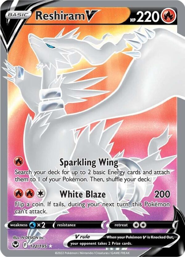 Reshiram V (Full Art) 172/195 Holofoil SWSH12: Silver Tempest