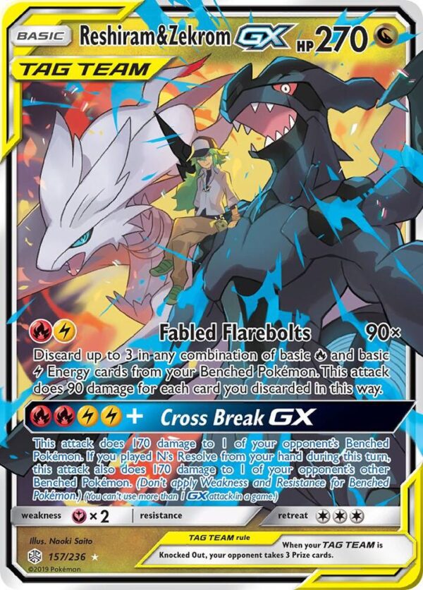 Reshiram & Zekrom GX 157/236 Holofoil SM – Cosmic Eclipse
