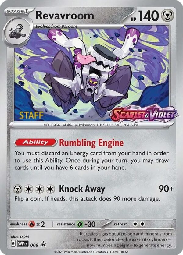 Revavroom 008 (Prerelease) [Staff] Holofoil SV: Scarlet & Violet Promo Cards