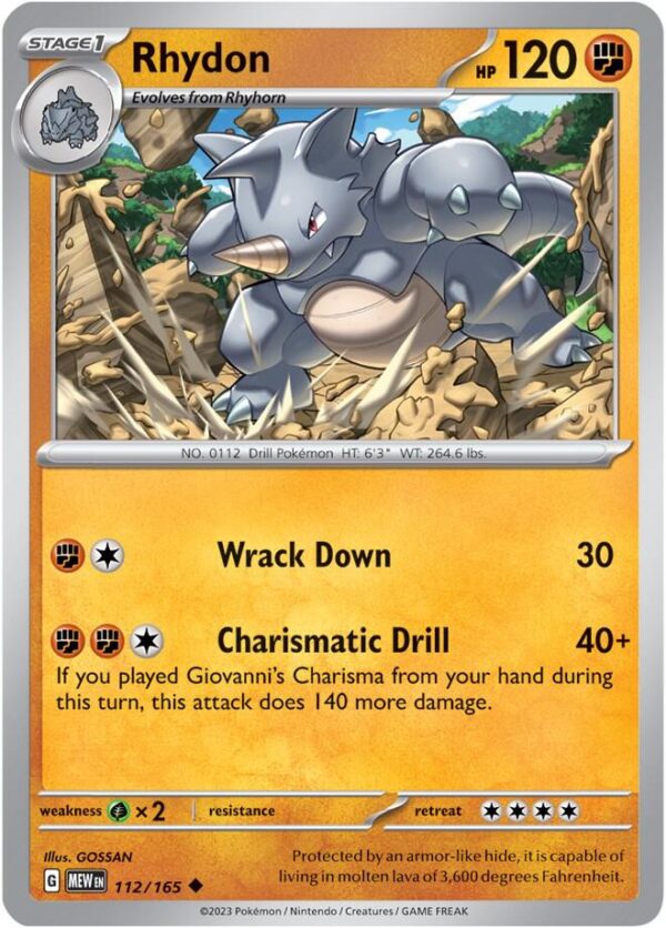 Rhydon 112/165 Normal SV: Scarlet & Violet 151 Rhydon 112/165 Normal SV: Scarlet & Violet 151