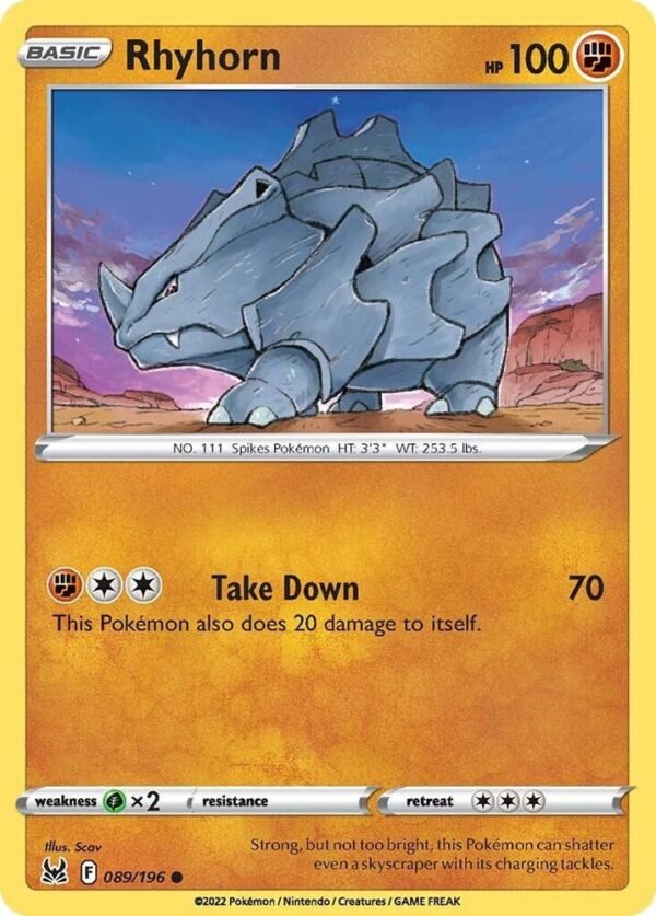 Rhyhorn 089/196 Normal SWSH11: Lost Origin Rhyhorn 089/196 Normal SWSH11: Lost Origin
