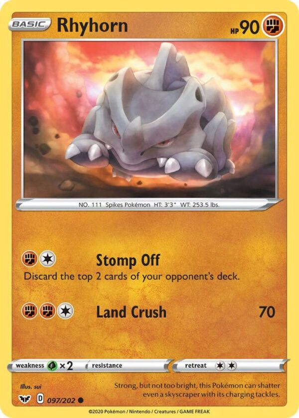 Rhyhorn (097) 097/202 Reverse Holofoil SWSH01: Sword & Shield Base Set Rhyhorn (097) 097/202 Reverse Holofoil SWSH01: Sword & Shield Base Set