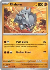 Rhyhorn | 111/165 | Reverse Holofoil | SV: Scarlet & Violet 151 Rhyhorn | 111/165 | Reverse Holofoil | SV: Scarlet & Violet 151