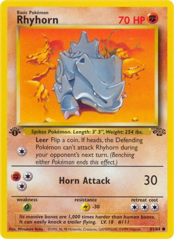 Rhyhorn 61/64 1st Edition Jungle