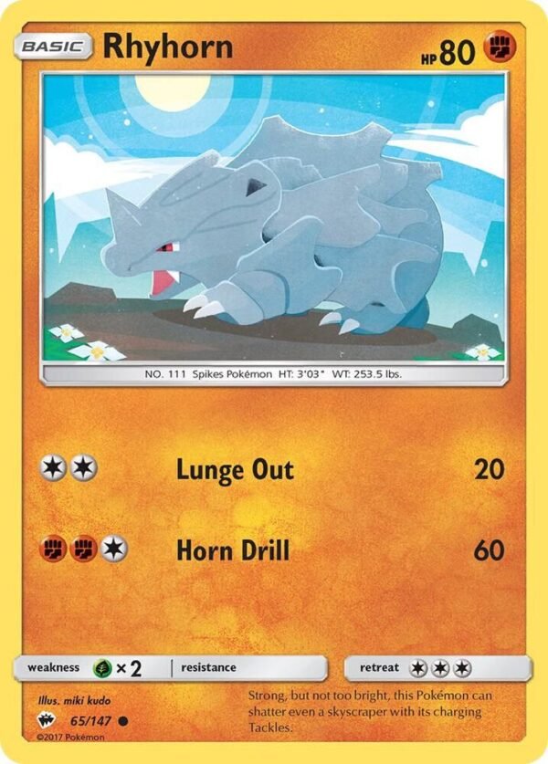 Rhyhorn 65/147 Normal SM – Burning Shadows Rhyhorn 65/147 Normal SM – Burning Shadows