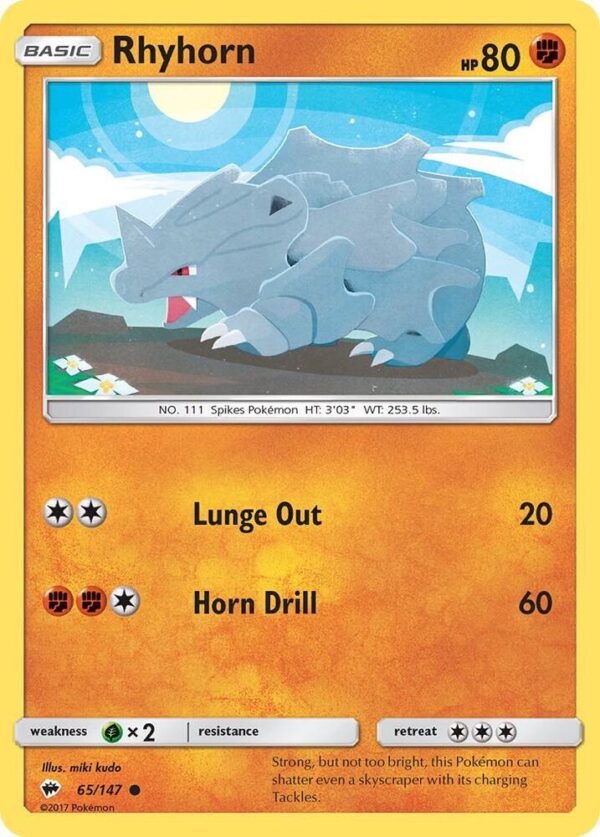 Rhyhorn 65/147 Reverse Holofoil SM – Burning Shadows Rhyhorn 65/147 Reverse Holofoil SM – Burning Shadows
