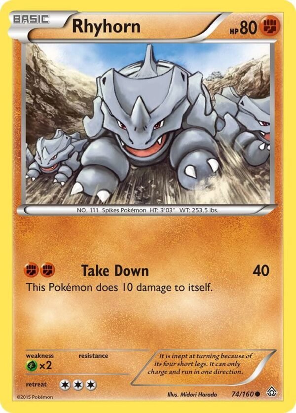Rhyhorn 74/160 Reverse Holofoil XY – Primal Clash Rhyhorn 74/160 Reverse Holofoil XY – Primal Clash