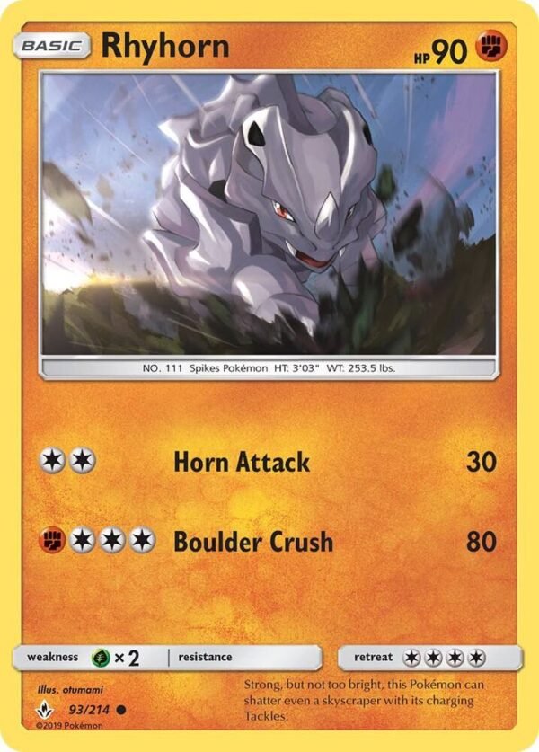 Rhyhorn (93) 93/214 Normal SM – Unbroken Bonds Rhyhorn (93) 93/214 Normal SM – Unbroken Bonds
