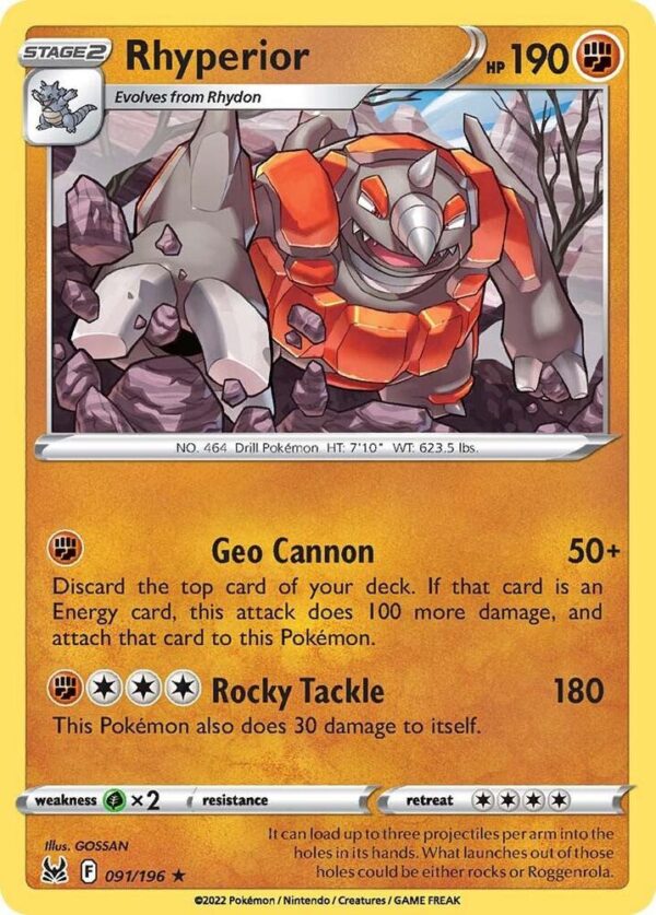 Rhyperior 091/196 Normal SWSH11: Lost Origin