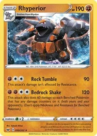 Rhyperior | 099/202 | Holofoil | SWSH01: Sword & Shield Base Set Rhyperior | 099/202 | Holofoil | SWSH01: Sword & Shield Base Set