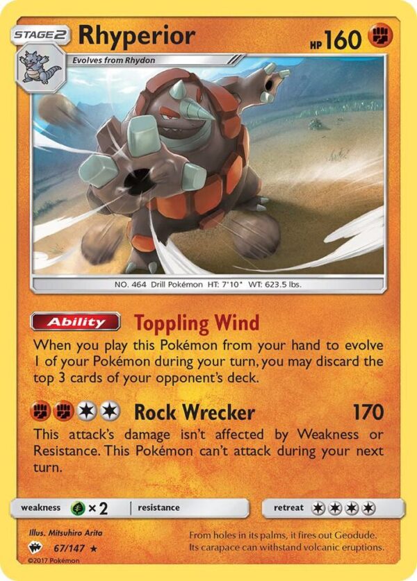 Rhyperior 67/147 Reverse Holofoil SM – Burning Shadows