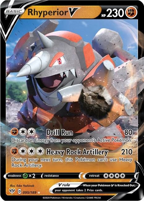 Rhyperior V 095/189 Holofoil SWSH03: Darkness Ablaze Rhyperior V 095/189 Holofoil SWSH03: Darkness Ablaze