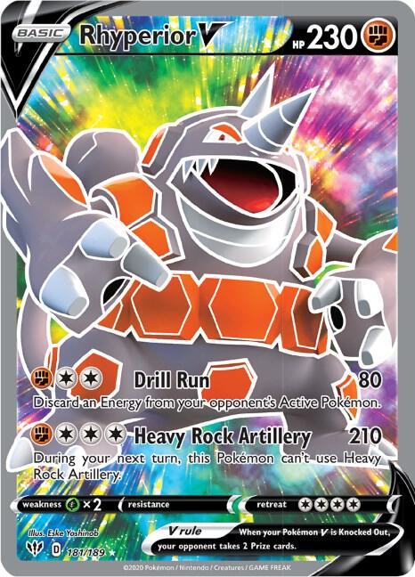 Rhyperior V (Full Art) 181/189 Holofoil SWSH03: Darkness Ablaze Rhyperior V (Full Art) 181/189 Holofoil SWSH03: Darkness Ablaze