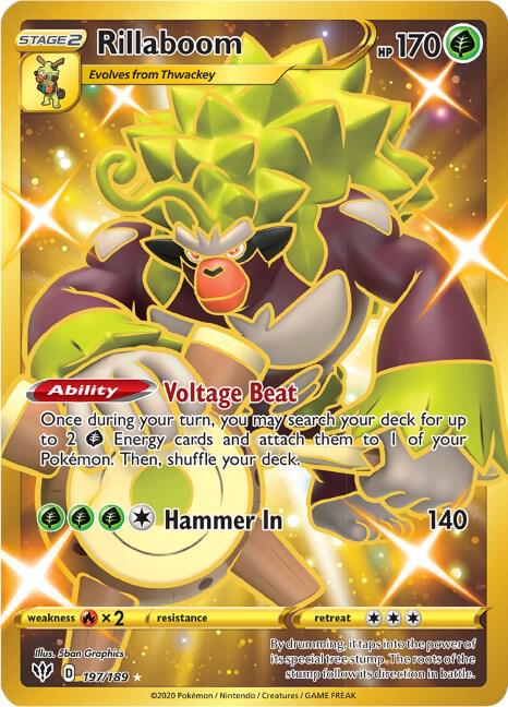 Rillaboom (Secret) 197/189 Holofoil SWSH03: Darkness Ablaze