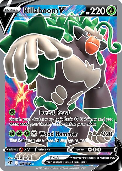 Rillaboom V (Full Art) 175/192 Holofoil SWSH02: Rebel Clash Rillaboom V (Full Art) 175/192 Holofoil SWSH02: Rebel Clash