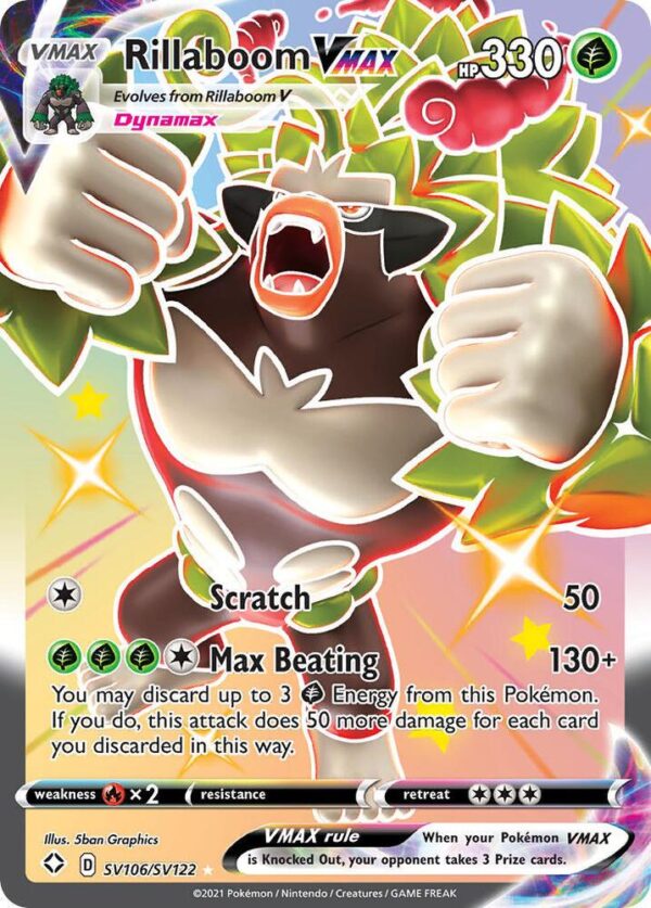 Rillaboom VMAX SV106/SV122 Holofoil Shining Fates: Shiny Vault Rillaboom VMAX SV106/SV122 Holofoil Shining Fates: Shiny Vault