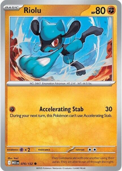 Riolu 076/132 Reverse Holofoil ME01: Mega Evolution Riolu 076/132 Reverse Holofoil ME01: Mega Evolution