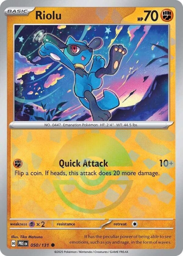 Riolu (Poke Ball Pattern) 050/131 Holofoil SV: Prismatic Evolutions Riolu (Poke Ball Pattern) 050/131 Holofoil SV: Prismatic Evolutions
