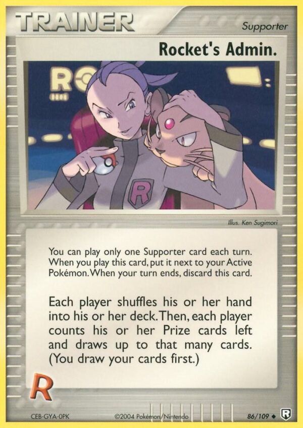 Rocket’s Admin. 86/109 Reverse Holofoil Team Rocket Returns Rocket’s Admin. 86/109 Reverse Holofoil Team Rocket Returns