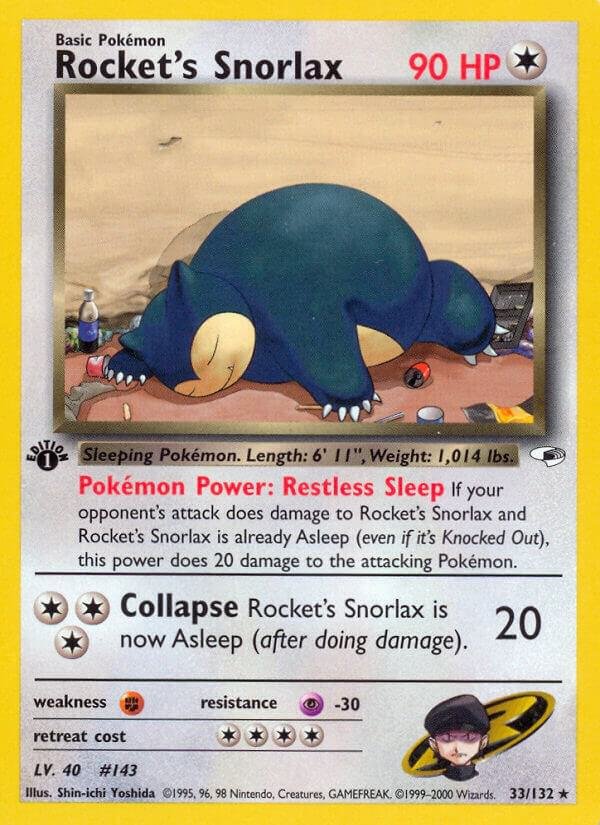 Rocket’s Snorlax 033/132 1st Edition Gym Heroes Rocket’s Snorlax 033/132 1st Edition Gym Heroes
