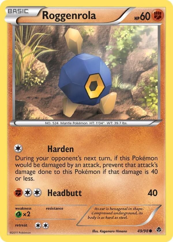 Roggenrola (49) 49/98 Reverse Holofoil Emerging Powers Roggenrola (49) 49/98 Reverse Holofoil Emerging Powers