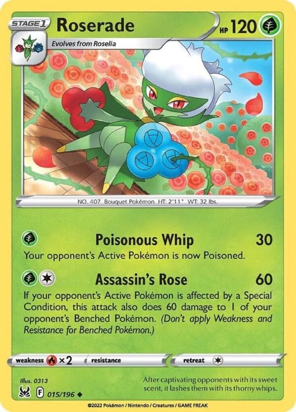 Roserade 015/196 Reverse Holofoil SWSH11: Lost Origin