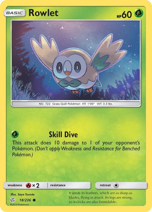 Rowlet 18/236 Normal SM – Cosmic Eclipse Rowlet 18/236 Normal SM – Cosmic Eclipse