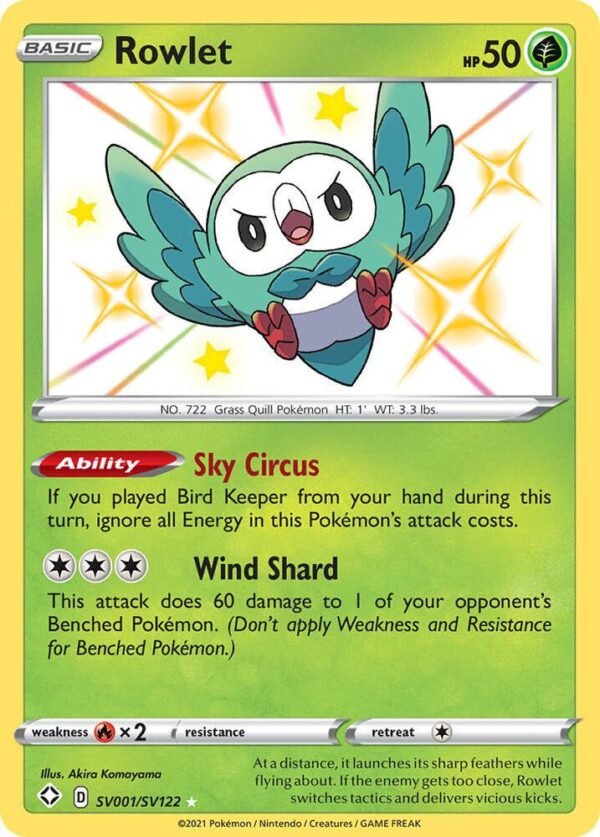 Rowlet SV001/SV122 Holofoil Shining Fates: Shiny Vault Rowlet SV001/SV122 Holofoil Shining Fates: Shiny Vault