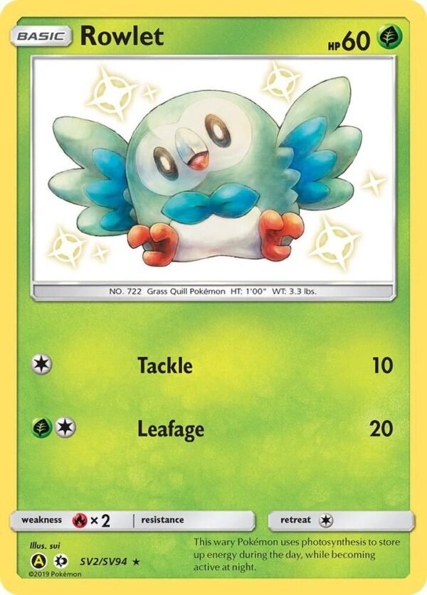 Rowlet SV2/SV94 Holofoil Hidden Fates: Shiny Vault