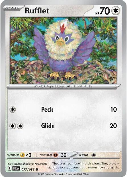 Rufflet 077/086 Reverse Holofoil SV: Black Bolt