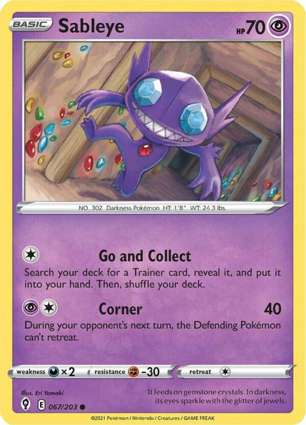 Sableye 067/203 Reverse Holofoil SWSH07: Evolving Skies Sableye 067/203 Reverse Holofoil SWSH07: Evolving Skies