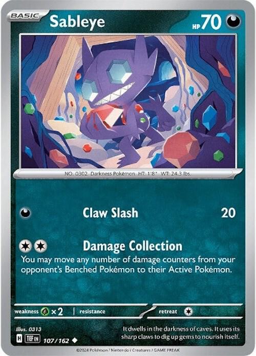 Sableye 107/162 Reverse Holofoil SV05: Temporal Forces Sableye 107/162 Reverse Holofoil SV05: Temporal Forces