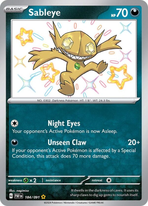 Sableye 184/091 Holofoil SV: Paldean Fates Sableye 184/091 Holofoil SV: Paldean Fates
