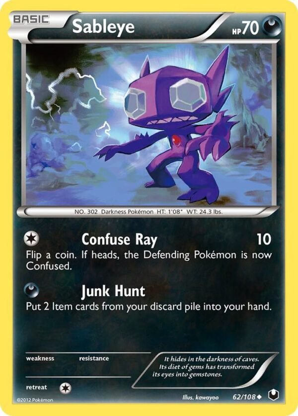 Sableye 62/108 Reverse Holofoil Dark Explorers Sableye 62/108 Reverse Holofoil Dark Explorers