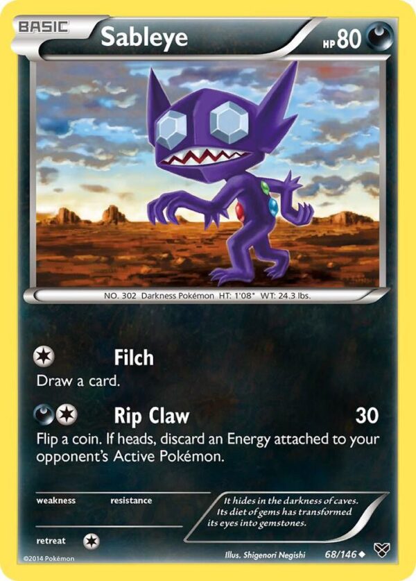 Sableye 68/146 Reverse Holofoil XY Base Set Sableye 68/146 Reverse Holofoil XY Base Set