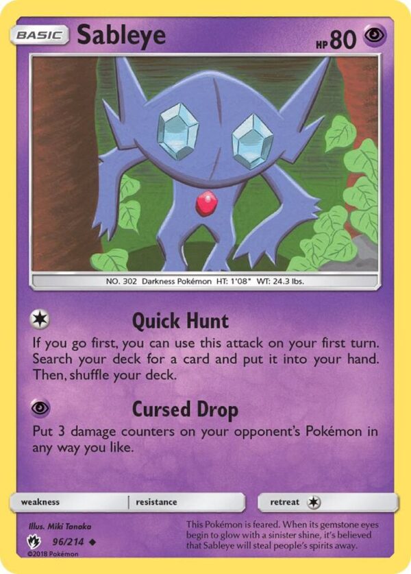Sableye 96/214 Reverse Holofoil SM – Lost Thunder Sableye 96/214 Reverse Holofoil SM – Lost Thunder