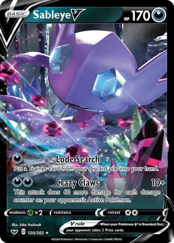 Sableye V 120/202 Holofoil SWSH01: Sword & Shield Base Set Sableye V 120/202 Holofoil SWSH01: Sword & Shield Base Set