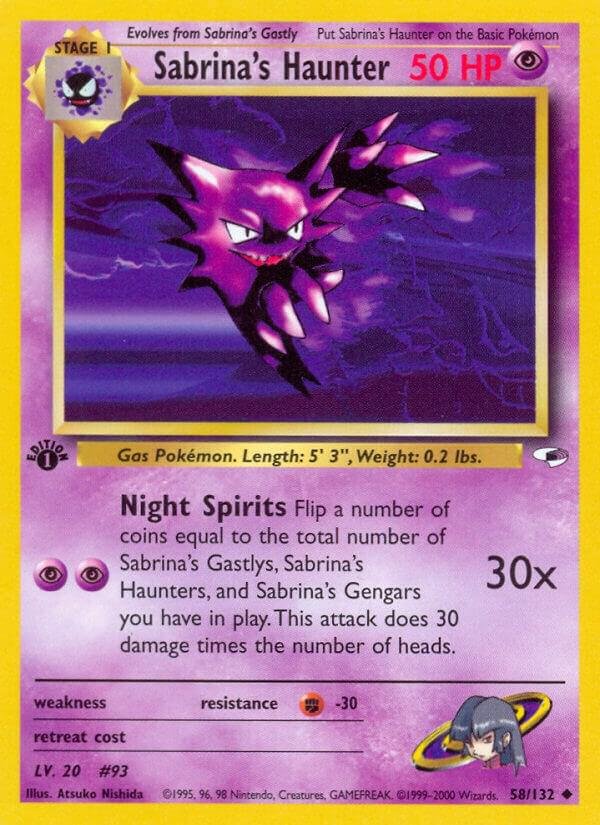 Sabrina’s Haunter 058/132 1st Edition Gym Heroes Sabrina’s Haunter 058/132 1st Edition Gym Heroes