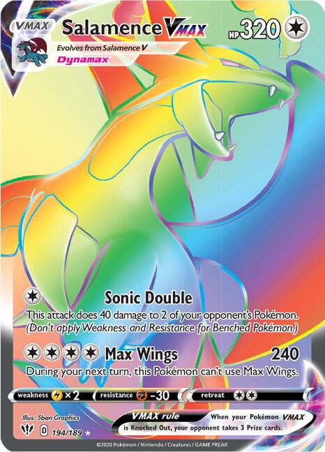 Salamence VMAX (Secret) 194/189 Holofoil SWSH03: Darkness Ablaze Salamence VMAX (Secret) 194/189 Holofoil SWSH03: Darkness Ablaze