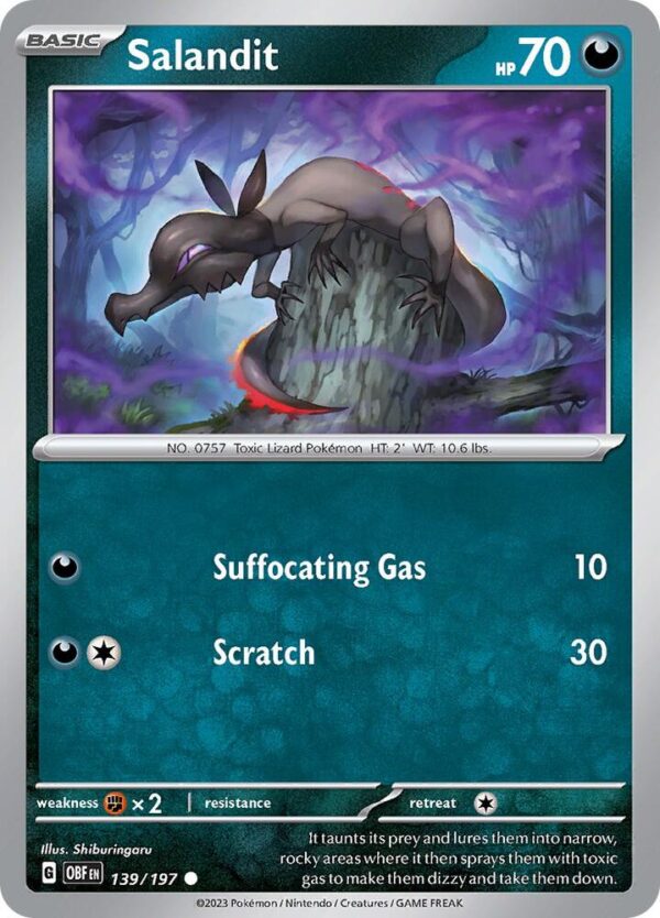 Salandit 139/197 Reverse Holofoil SV03: Obsidian Flames Salandit 139/197 Reverse Holofoil SV03: Obsidian Flames