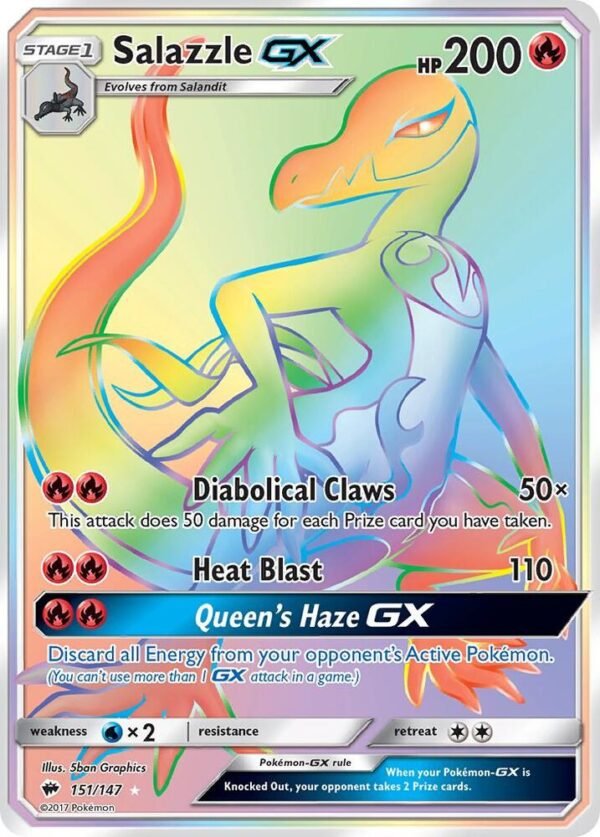 Salazzle GX (Secret) 151/147 Holofoil SM – Burning Shadows Salazzle GX (Secret) 151/147 Holofoil SM – Burning Shadows