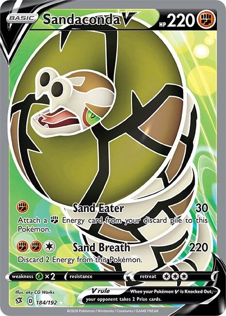Sandaconda V (Full Art) 184/192 Holofoil SWSH02: Rebel Clash