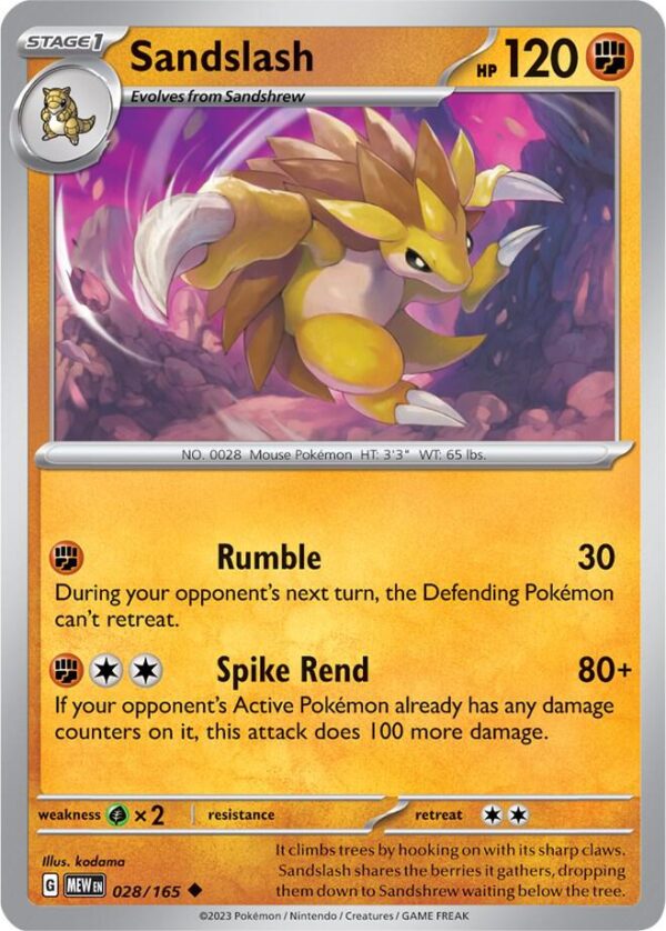 Sandslash 028/165 Normal SV: Scarlet & Violet 151 Sandslash 028/165 Normal SV: Scarlet & Violet 151