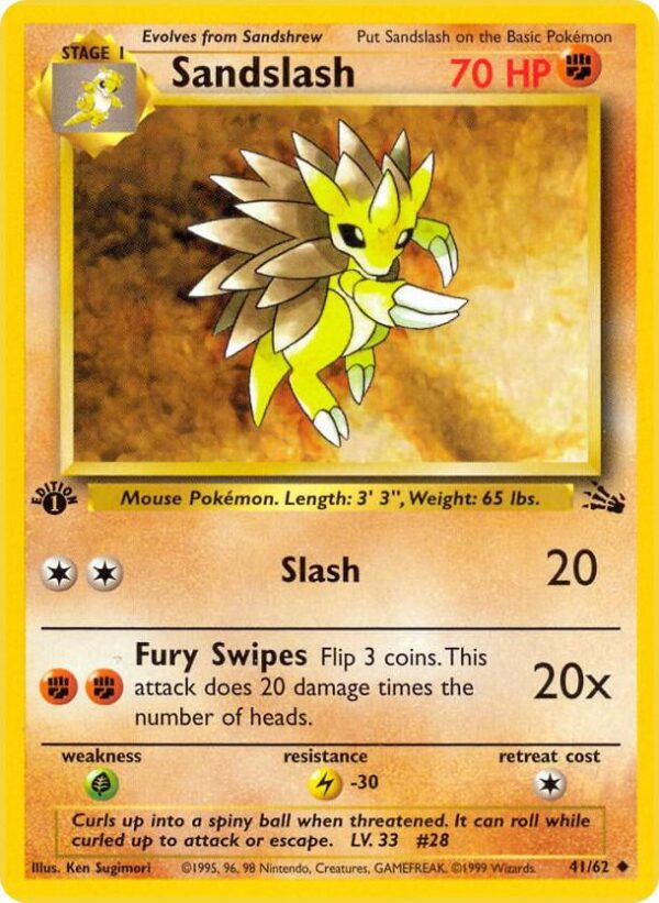 Sandslash 41/62 1st Edition Fossil Sandslash 41/62 1st Edition Fossil
