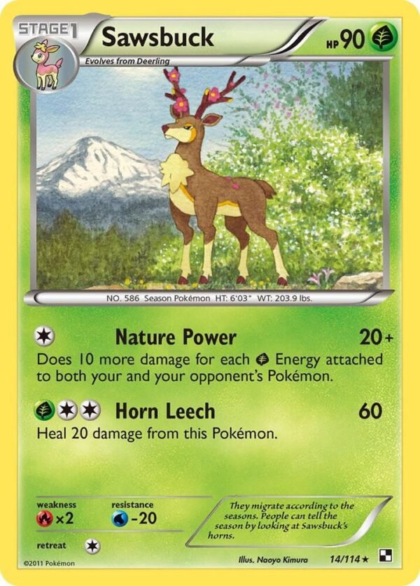 Sawsbuck 14/114 Reverse Holofoil Black and White Sawsbuck 14/114 Reverse Holofoil Black and White