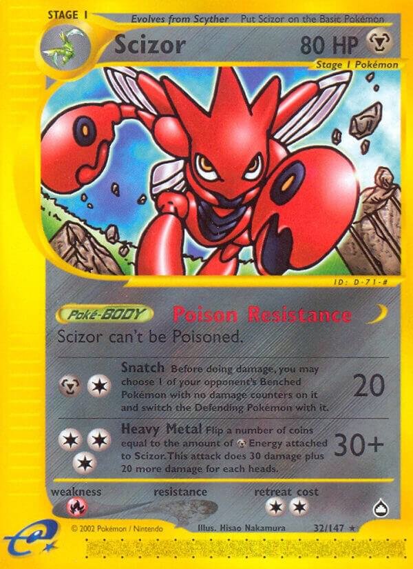 Scizor 032/147 Reverse Holofoil Aquapolis Scizor 032/147 Reverse Holofoil Aquapolis