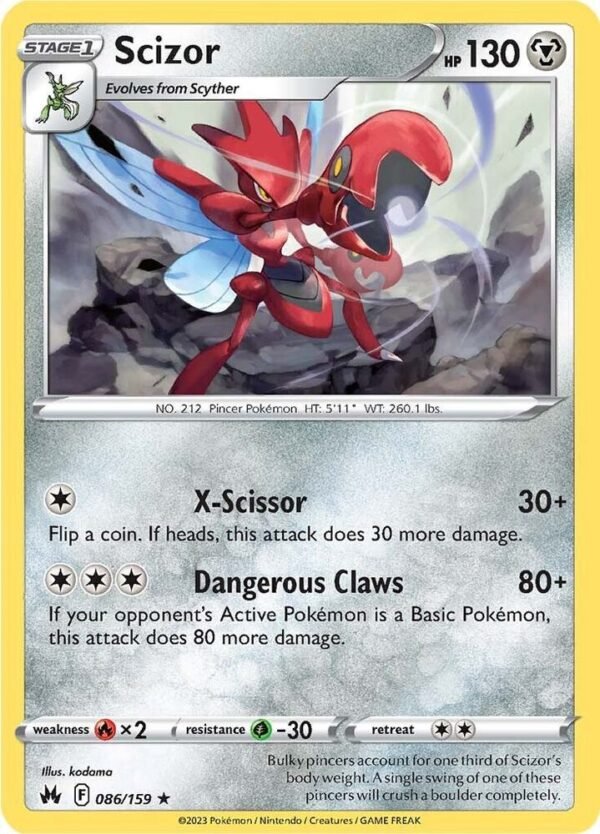 Scizor 086/159 Reverse Holofoil Crown Zenith Scizor 086/159 Reverse Holofoil Crown Zenith
